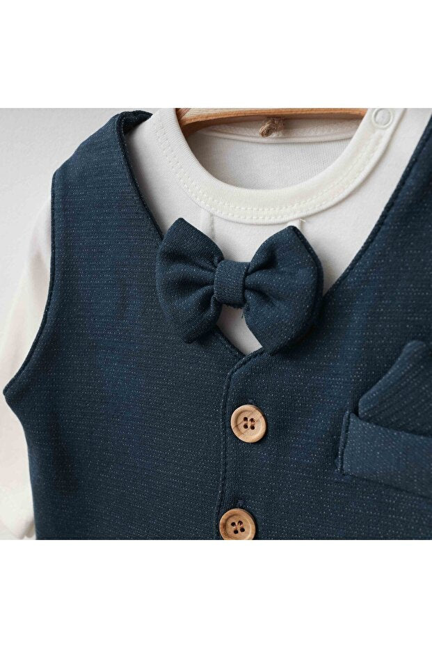 Newborn Baby Boy Special Occasion Outfit Set - Bodysuit, Vest & Bow Tie - TryAladdin