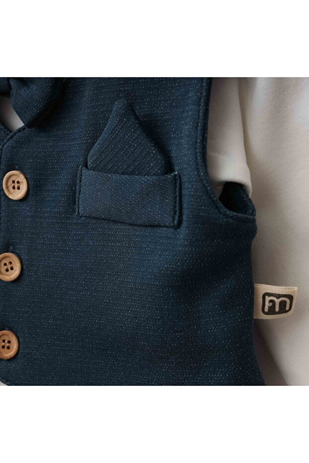 Newborn Baby Boy Special Occasion Outfit Set - Bodysuit, Vest & Bow Tie - TryAladdin