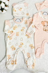 Newborn Baby Girl Bear Outfit Set - 4 Piece - TryAladdin