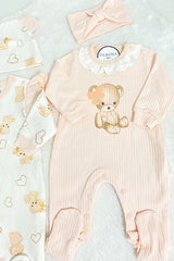 Newborn Baby Girl Bear Outfit Set - 4 Piece - TryAladdin