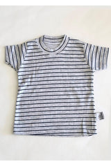 Newborn Baby Pajama Set - Short Sleeve Shorts - Navy Stripe & Grey Melange - TryAladdin
