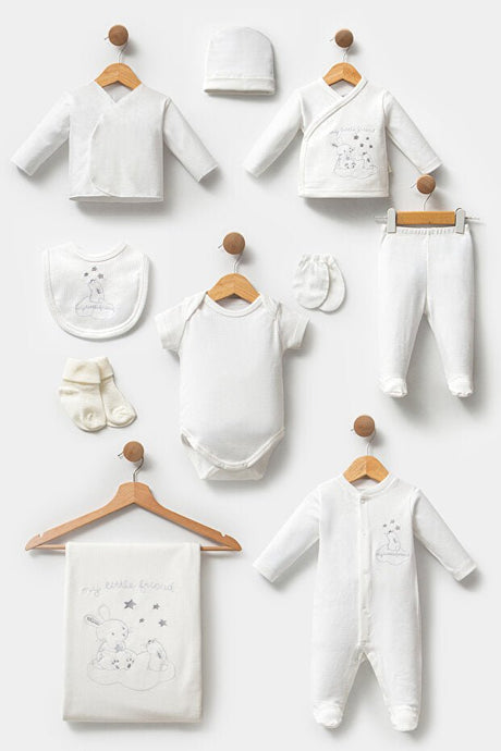 Newborn Essentials 10 - Piece Rabbit Bodysuit Gift Set - TryAladdin