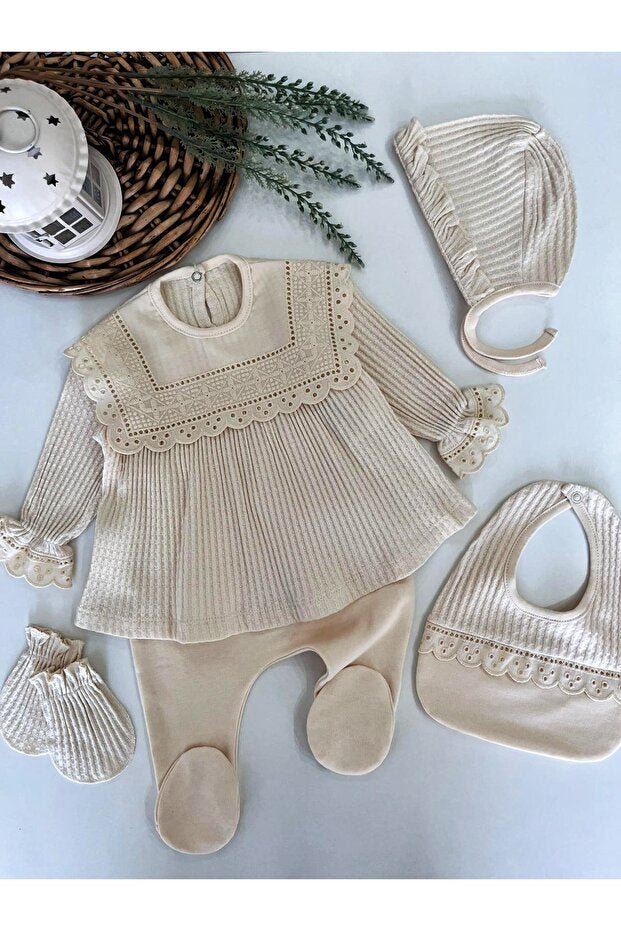 Newborn Girl 100% Cotton 5 - Piece Essential Outfit Set - 1.2kg - TryAladdin