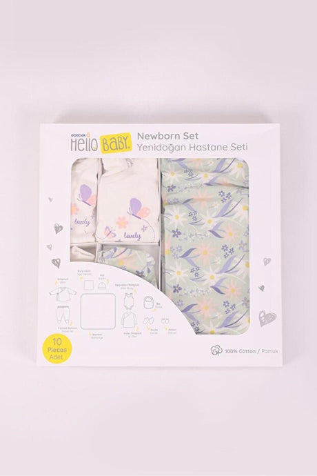 Newborn Girl Hospital Exit 10 - Piece Floral Layette Set - TryAladdin