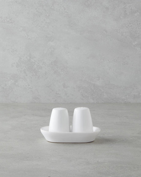 Elegant White Ceramic Salt and Pepper Shaker Set - Professional Kitchenware