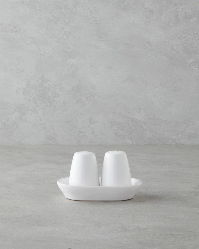 Elegant White Ceramic Salt and Pepper Shaker Set - Professional Kitchenware