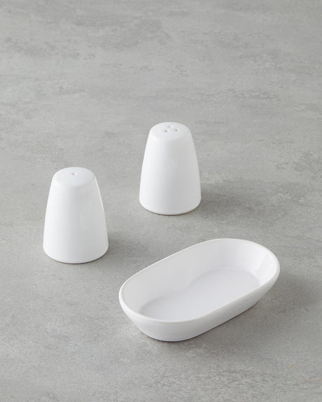 Elegant White Ceramic Salt and Pepper Shaker Set - Professional Kitchenware