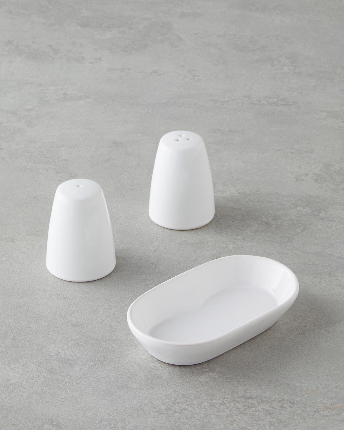Elegant White Ceramic Salt and Pepper Shaker Set - Professional Kitchenware