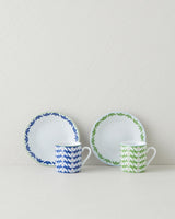 Premium Floral Porcelain Coffee Cup Set 12 Piece Green Blue