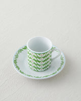 Premium Floral Porcelain Coffee Cup Set 12 Piece Green Blue