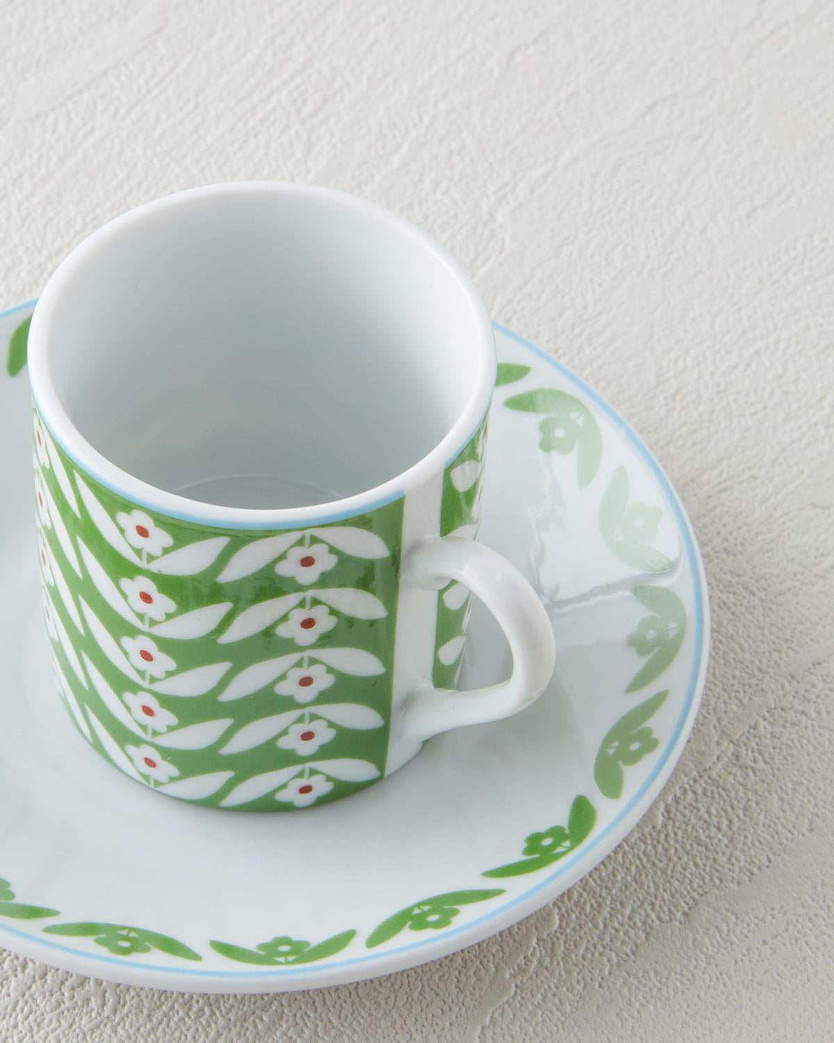 Premium Floral Porcelain Coffee Cup Set 12 Piece Green Blue