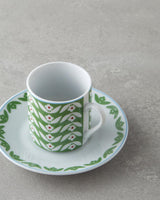 Professional Grade Nixie Design Porcelain Coffee Cup Set 4 Piece Green Blue