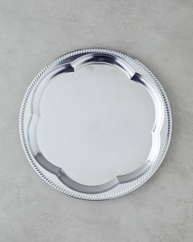 Elegant-Metal-Serving-Tray-Round-Silver-35cm