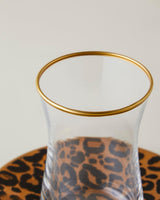 Premium European Glass Tea Set   2 Person 4 Piece   Brown Gold Finish