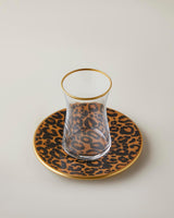 Premium European Glass Tea Set   2 Person 4 Piece   Brown Gold Finish