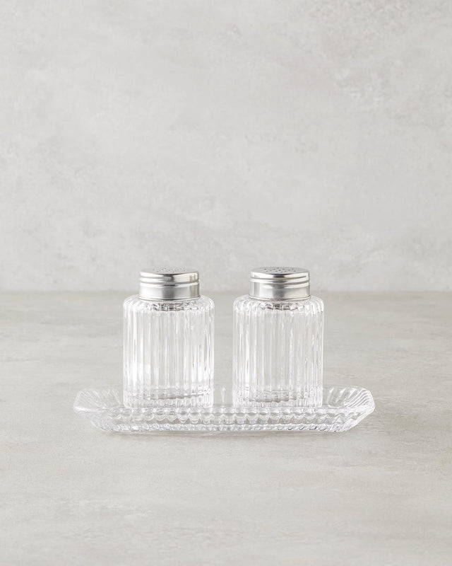 Professional Grade Clear Glass Salt Pepper Shaker Set 6x9cm
