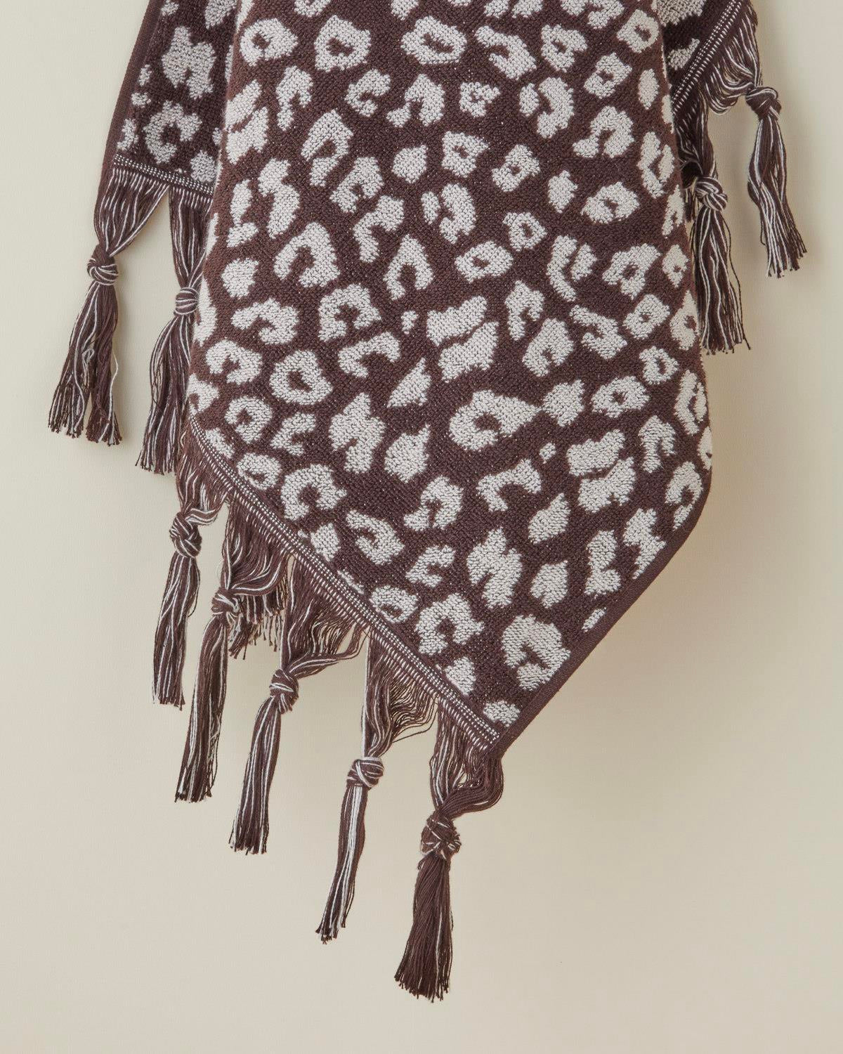 Premium bomuld ansigtshåndklæde med leopardprint og kvaster 50x80cm