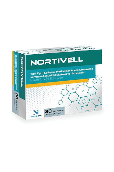 Nortivell Type I & II Collagen Supplement - 30 Tablets with MSM & Boswellia - TryAladdin
