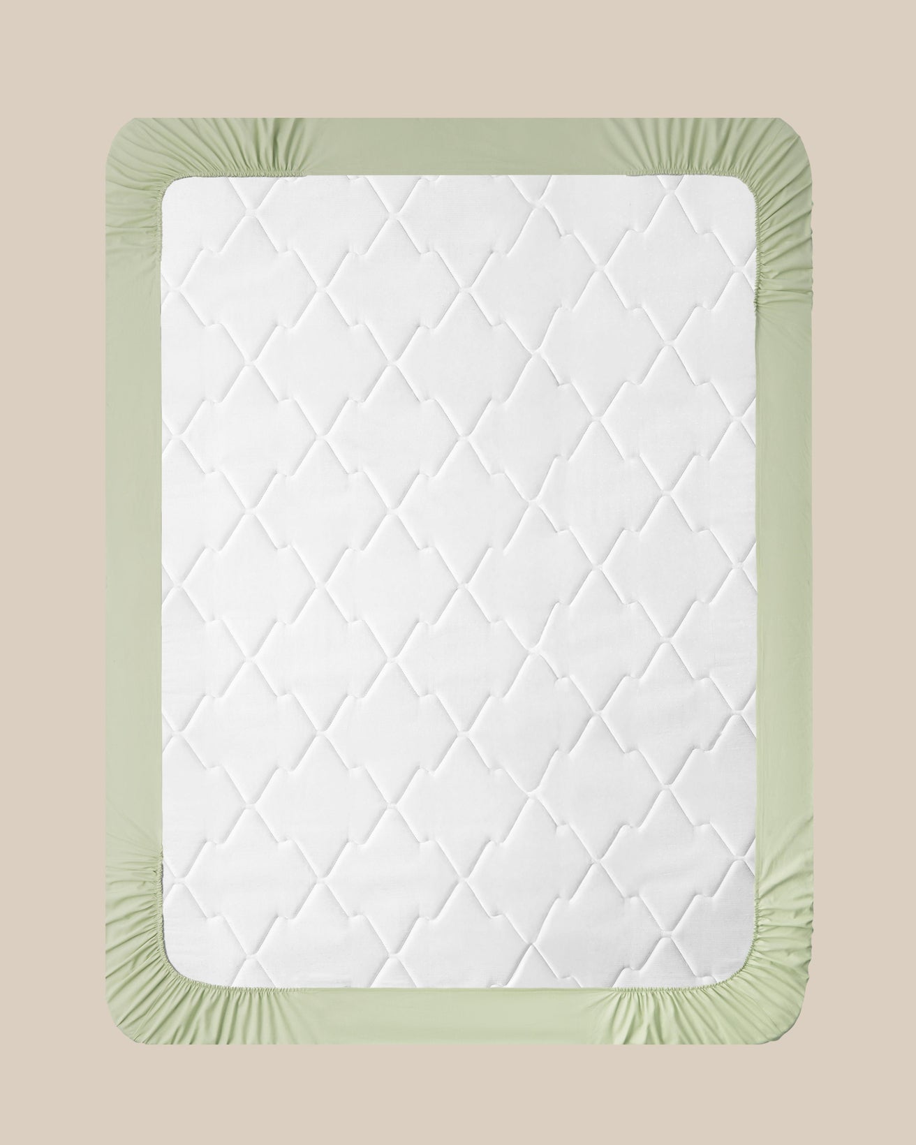 Premium Cotton Textured Double Size Fitted Sheet Light Green
