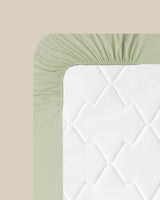 Premium Cotton Textured Double Size Fitted Sheet Light Green