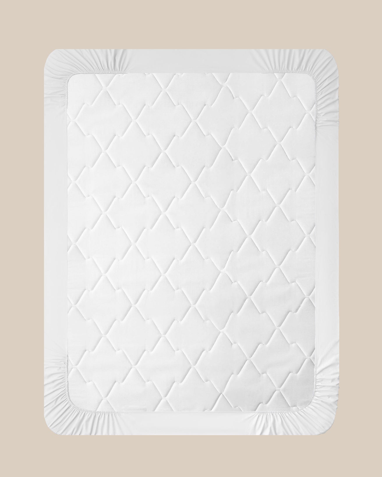 Premium Cotton Textured Double Fitted Sheet White