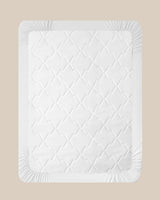 Premium Cotton Textured Double Fitted Sheet White