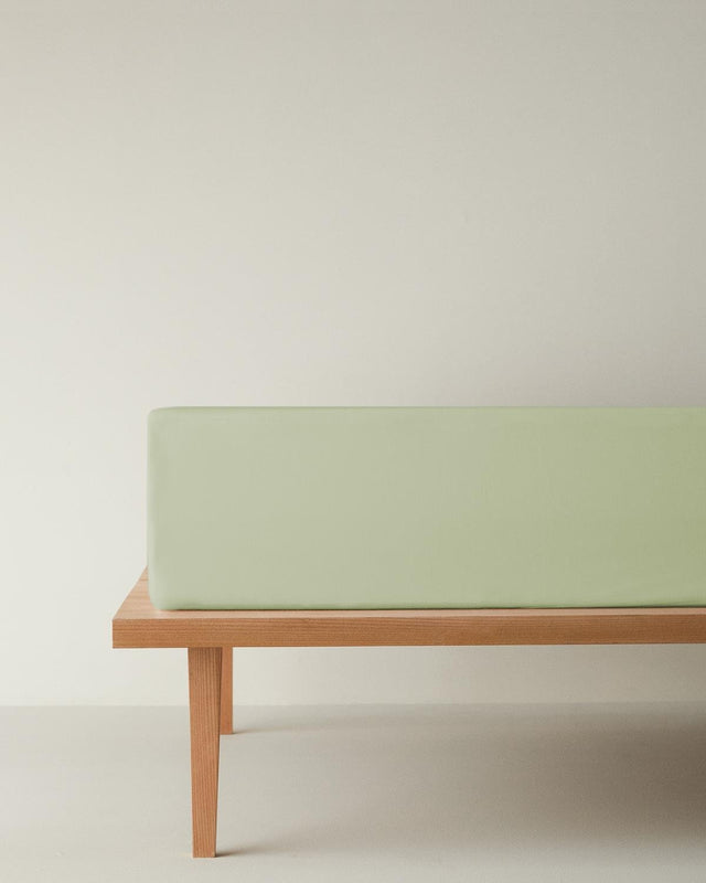 Premium-Cotton-Textured-Double-Size-Fitted-Sheet-Light-Green