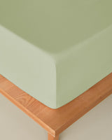 Premium Cotton Textured Double Size Fitted Sheet Light Green