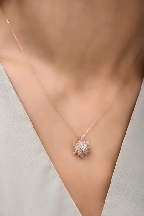 NRZ | 925K Sterling Silver 4 Layers White Lotus Flower Necklace