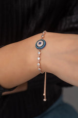 NRZ | 925K Sterling Silver Bracelet Rose Charm Bracelet with Adjustable Lock