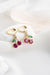 NRZ | 925K Sterling Silver Gold Plated Dangling Cherry Earrings