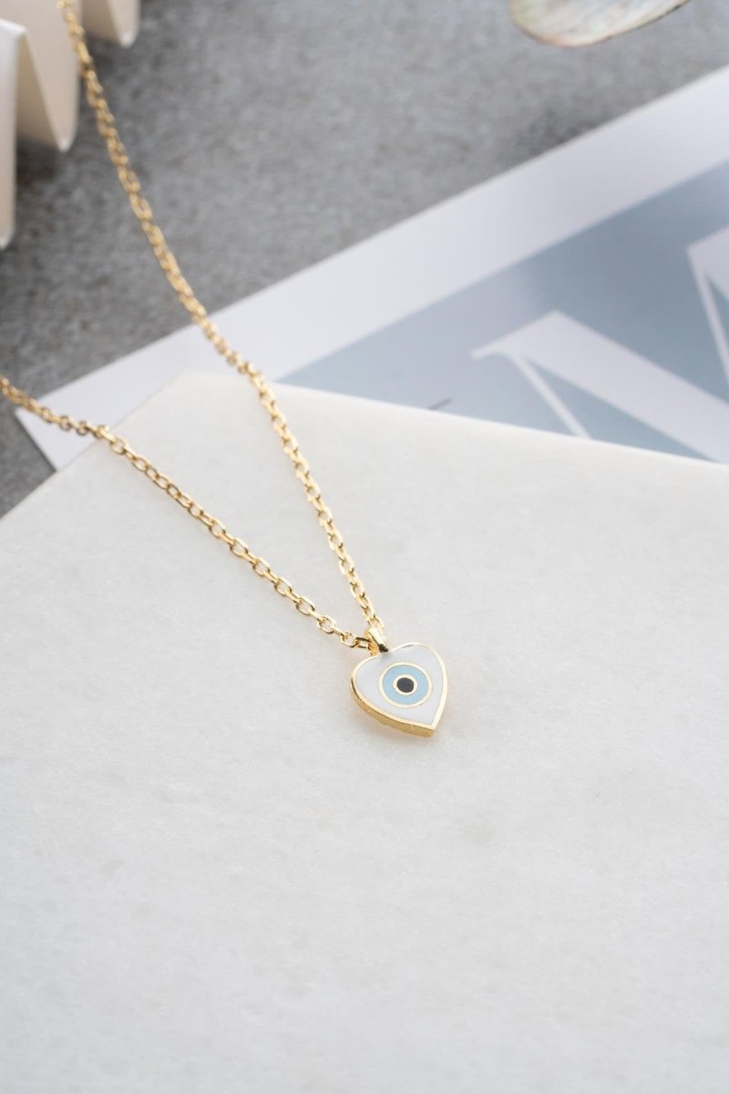 NRZ | 925K Sterling Silver Gold Plated Enamel Minimal Heart Necklace