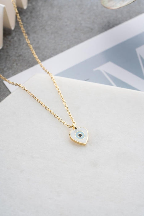 NRZ | 925K Sterling Silver Gold Plated Enamel Minimal Heart Necklace