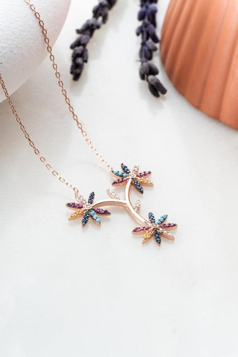 NRZ | 925K Sterling Silver Mix Stone 3 - Piece Wildflower Necklace