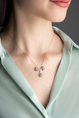 NRZ | 925K Sterling Silver Mix Stone 3 - Piece Wildflower Necklace