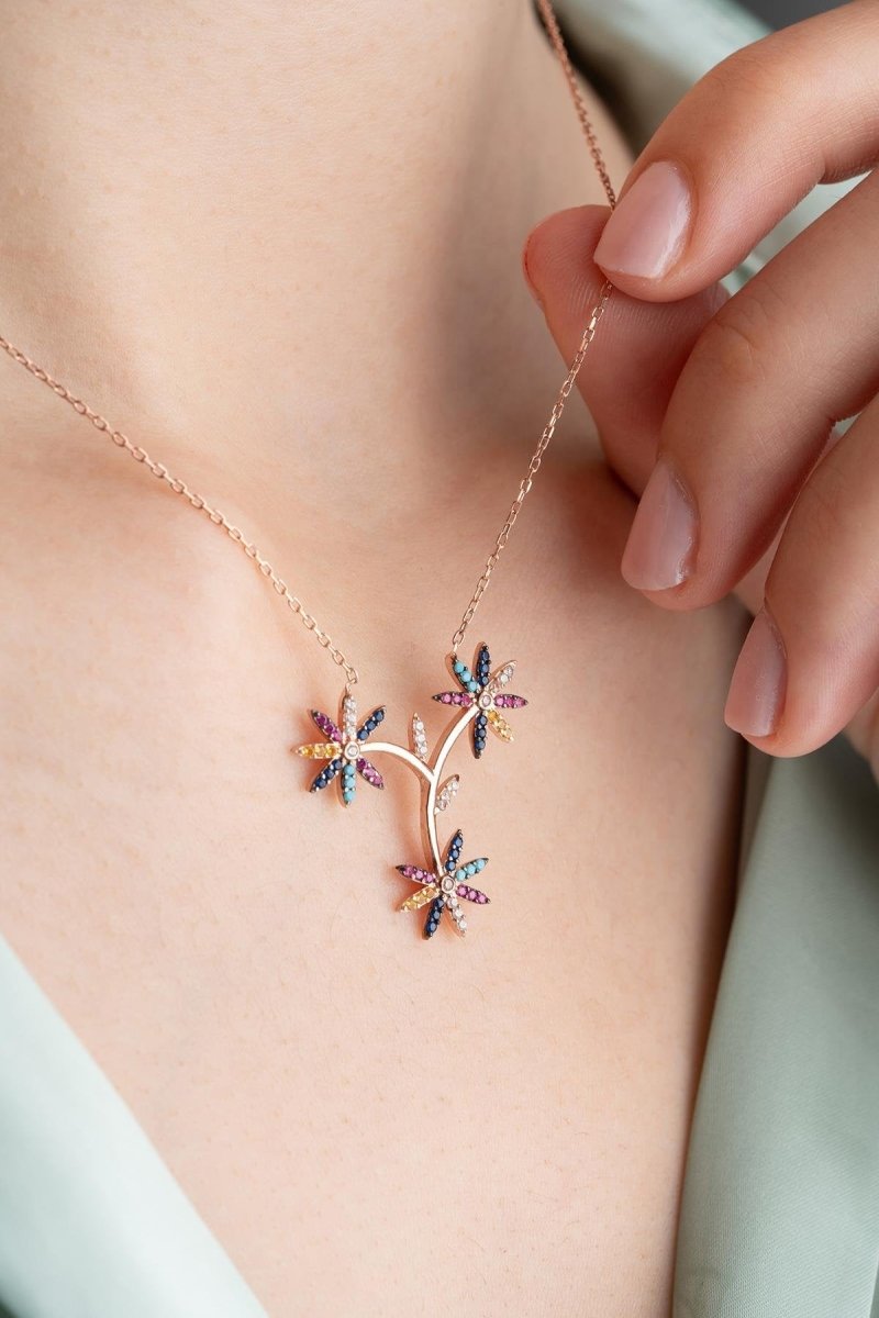 Nereze | Mix Stone 3 - Piece Wildflower Necklace - TryAladdin