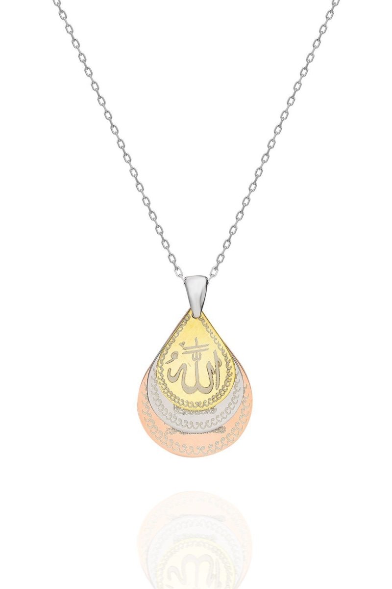 NRZ | 925K Sterling Silver Necklace with Prayer (Allah's word - Nazar Evil Eye. Ayatal Kuresi) Necklace Women Silver Necklace