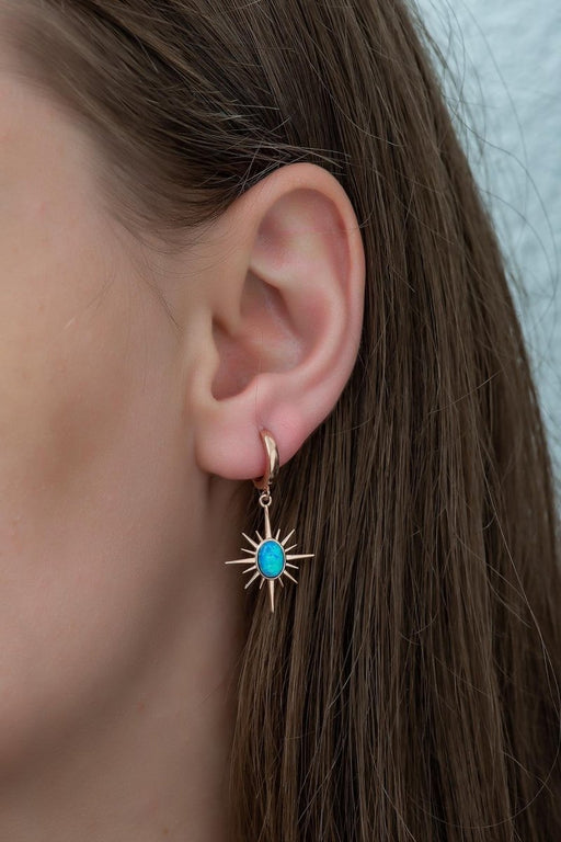 NRZ | 925K Sterling Silver Opal Stone Pole Star Earrings