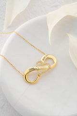 NRZ | 925K Sterling Silver Personalized Heart Detailed Big Size Infinity Necklace