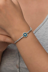 NRZ | 925K Sterling Silver Rhodium Nazar Evil Eye Waterway Bracelet