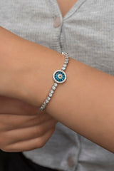 NRZ | 925K Sterling Silver Rhodium Nazar Evil Eye Waterway Bracelet