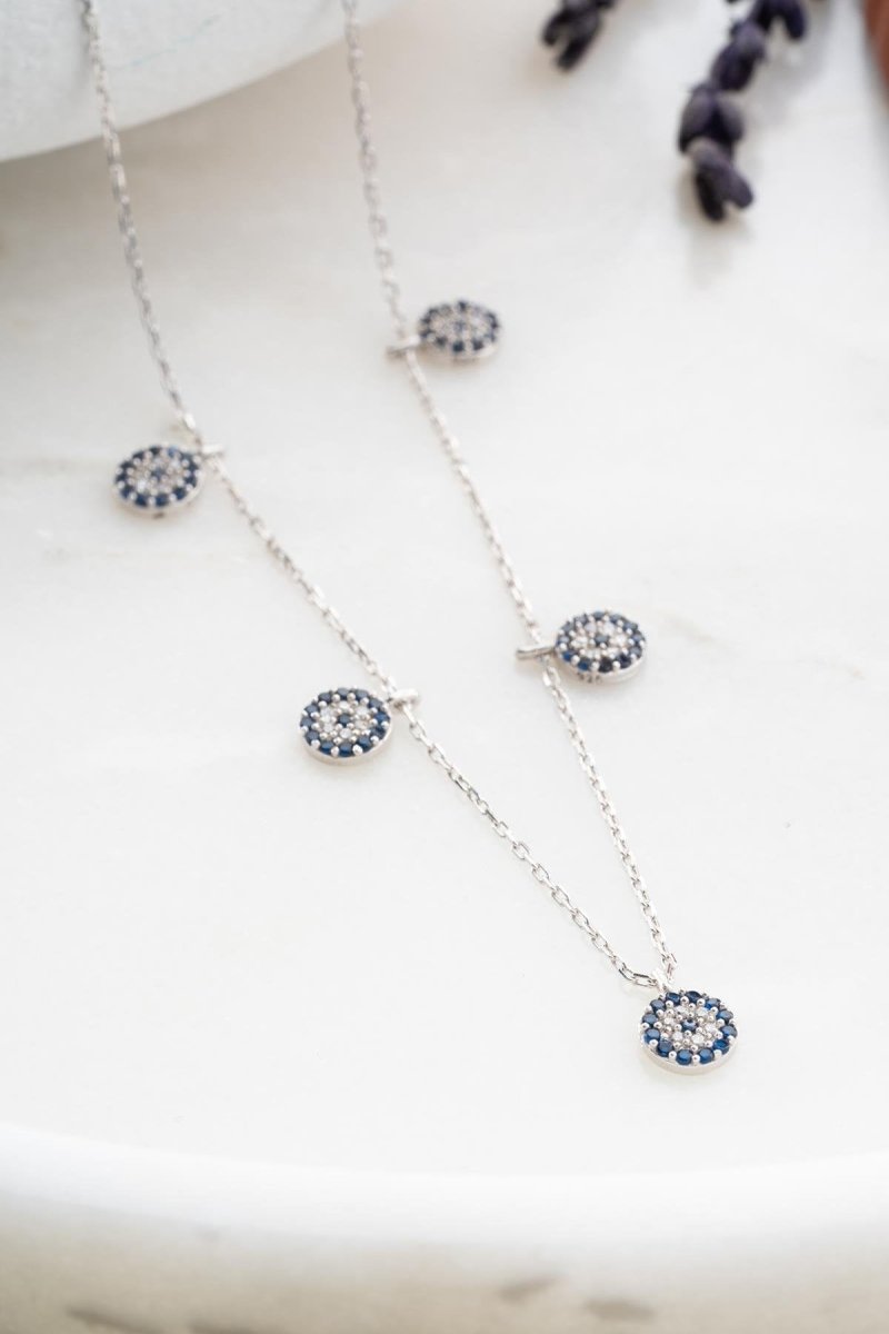 Nereze | Rhodium Plated Nazar Evil Eye Lucky Charm Necklace - TryAladdin