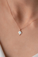 NRZ | 925K Sterling Silver Rose Enameled Polar Star Necklace