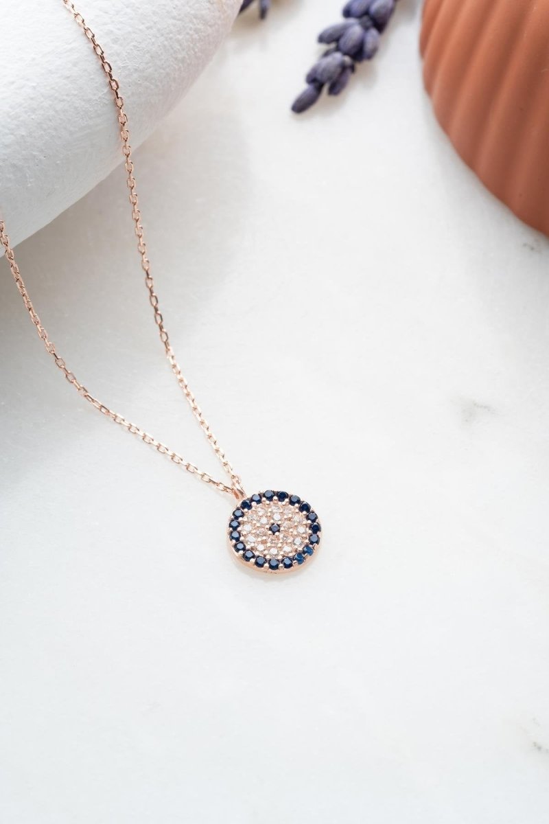 Nereze | Rose Minimal Nazar Evil Eye Necklace - TryAladdin