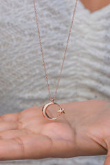 Nereze | Rose Plain Crescent Necklace - TryAladdin