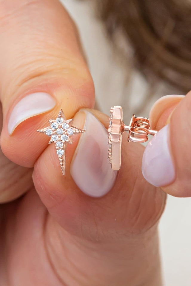 Orecchini Donna: Orecchini Stella Oro Rosa Orecchini Donna: Orecchini Stella Oro Rosa