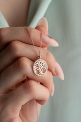 Nereze | Rose Plated Tree of Life Necklace - TryAladdin