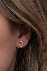 NRZ | 925K Sterling Silver Tiny Moon Star Model Earrings