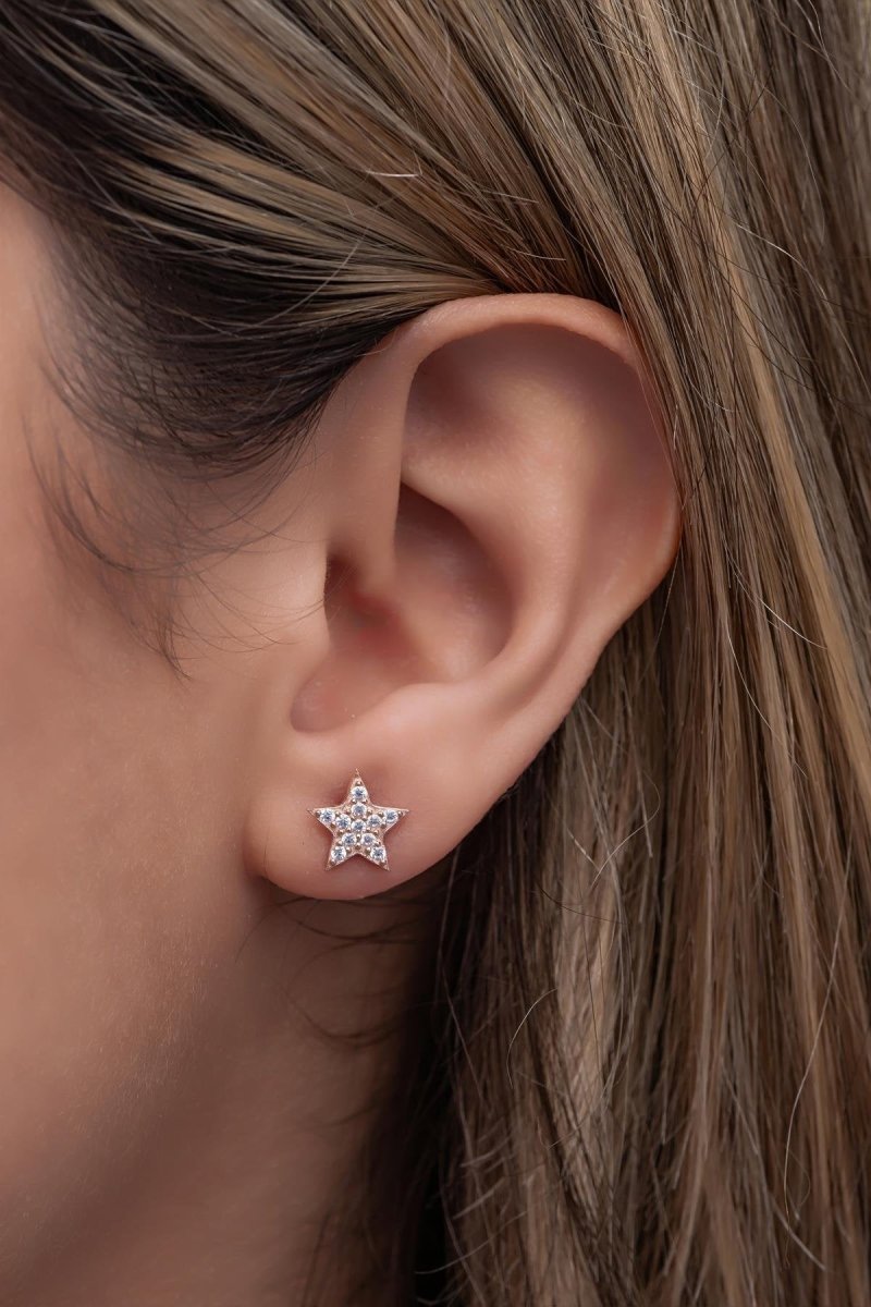 NRZ | 925K Sterling Silver Tiny Moon Star Model Earrings