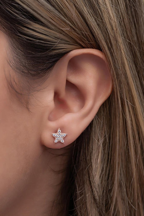 NRZ | 925K Sterling Silver Tiny Moon Star Model Earrings